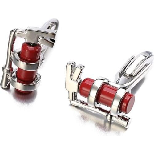 Mens Jewelry Red Fire Extinguisher Cufflinks for Mens High quality Lepton Brand French Shirt Cuff Novelty Enamel Cuff links