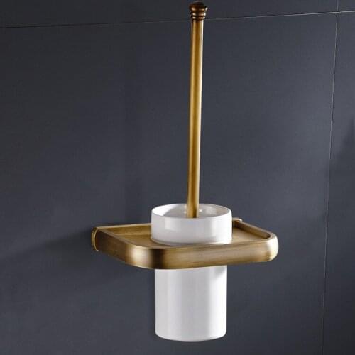 American style antique brushed black ark toilet brush holder wholesale European style all copper bathroom pendant set