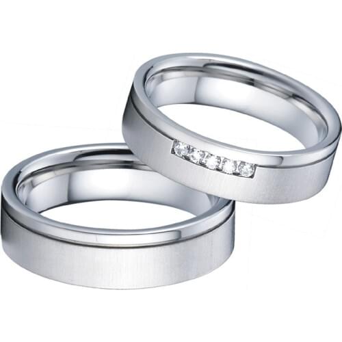 Alliances Love Silver color marriage Wedding Rings set for couples Men and women Eco titanium stainles Steel jewelry