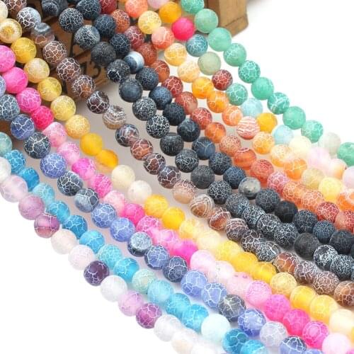 Natural Matte Frost Cracked Dream Fire Dragon Veins Agates Stone Beads For Jewelry Making DIY Earrings Bracelet Accessories 15
