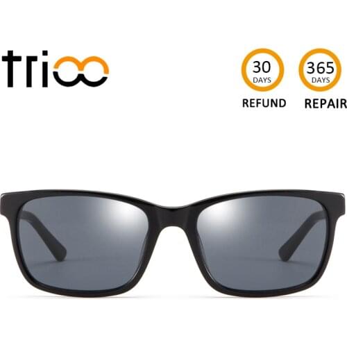 TRIOO Mens Myopia Glasses for driving Diopter Black Lens Eyewear Graduated Astigmatic Eye Glasses Prescription Sunglasses