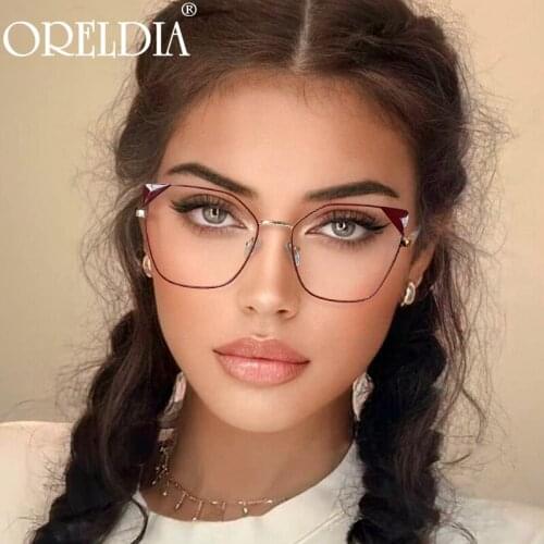 Retro Cat Eye Anti Blue Light Optical Glasses Frames Luxury Women Men Metal Frame Flat Glasses Computer Eyeglasses Myopia Glass