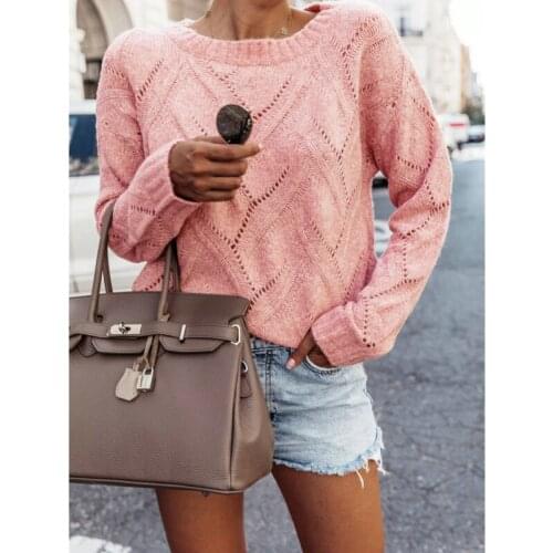 2020 Autumn Sweatshirts wpmen Sweatshirt long sleeve Solid color o-neck fashion features round neck hollow tops wm