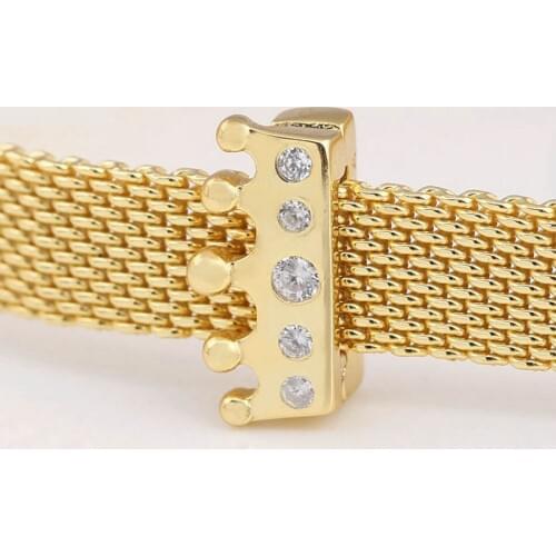 Authentic S925 Silver Shine Reflexions Crown With Crystal Clip Charms fit Lady Bracelet Bangle DIY Jewelry Making