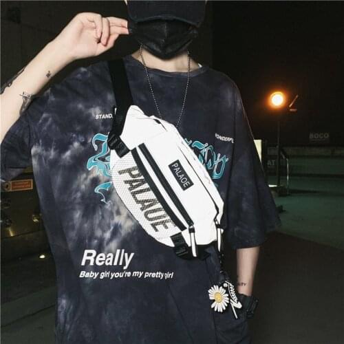 Hip Hop Waist Bag Men Belt Pack Travel Pouch Reflective Strip Unisex Crossbody Bag Male Fanny Pack Waist Pack Men Chest Bags