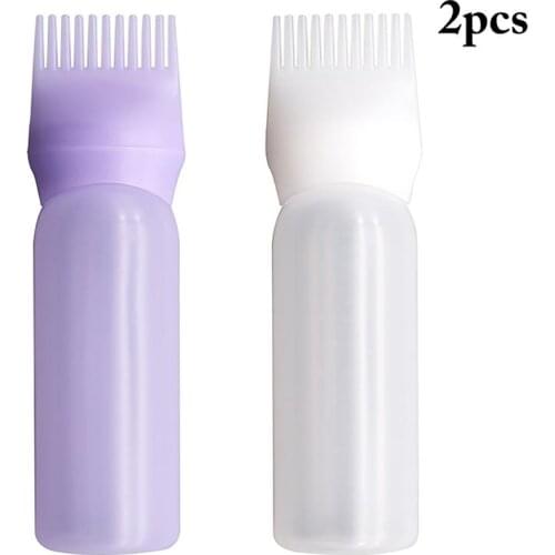 2PCS Kapmore Hair Coloring Comb Portable Plastic Hair Root Comb Scalp Applicator Comb Refillable Bottles Makeup Tool