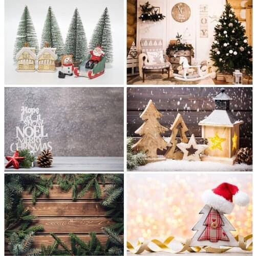 SHENGYONGBAO Christmas Backdrop Wood Board Light Winter Snow Gift Star Vinyl Photography Background For Photo Studio 20826SD-01