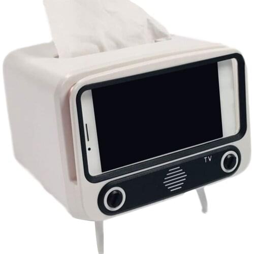 Cute Tissue Box Storage Multifunctional Creative Paper Pumping Phone Holder Paper Storage Box Dust-proof Household TV Shape