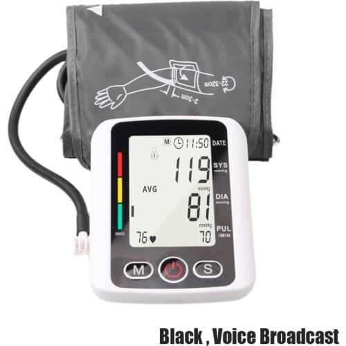 Blood Pressure Monitor Sphygmomanometer Heart Rate Alarm with Automatic Digital LCD Display Intelligent Tonometer