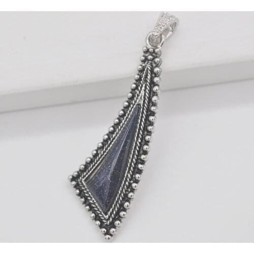 Blue Sandstone Natural Stone Gem Bead Inlay Pendant Jewelry For Woman Gift S660