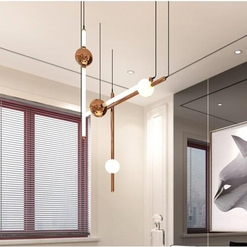 Post Modern Rotatable Branch Led Chandelier Matt Black Gold Chandelier Lighting Glass Tube Shades Led Lighting deco chambre