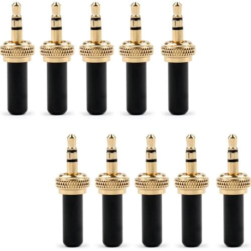 Artudatech 4Pcs/ 10Pcs Special Mini 3.5mm Screw Lock Stereo Jack Plug Gold Plated For Sennheiser Black Connector Parts