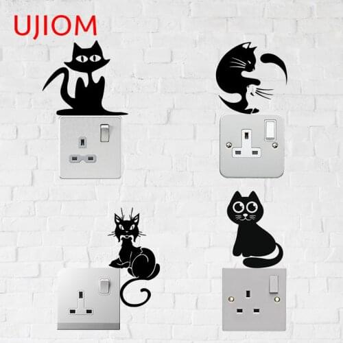 UJIOM Lovely Cat Home Decoration Living Room Decor Waterproof Wall Stickers Refrigerator Computer Decor Poster Wallpaper Decals