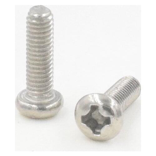 50Pcs Phillip Plain Furniture Screw M2 x10mm Steel Bolt Fastener Pan Head Socket Screws and Bolts Computer Case Screws for Wood