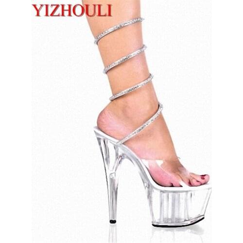 Factory outlet with sandals instep with 15 cm high with crystal size code nightclub shoes