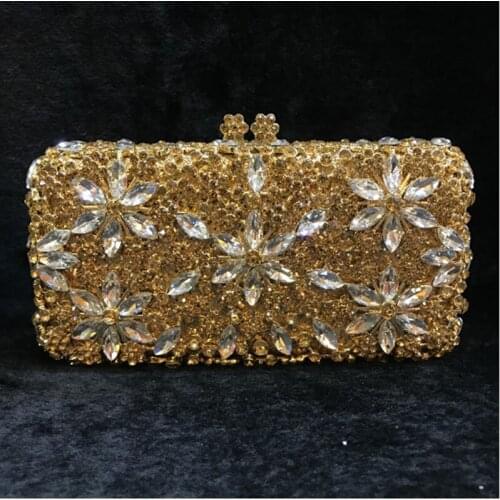 Women pink Evening Bags Laides gold Crystals Diamond Flower Purses Fashion silver Wedding Box day Clutches Purse for Christmas