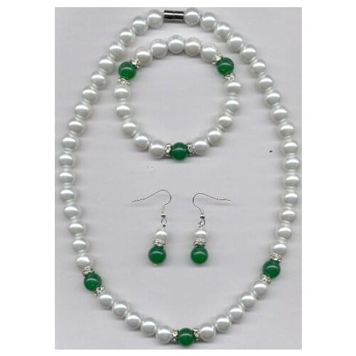 Womens Wedding shipping>WHITE FAUX PEARL/GEM SET,Necklace,Bracelet,Earrings,Beautiful,Elegant,Gift real