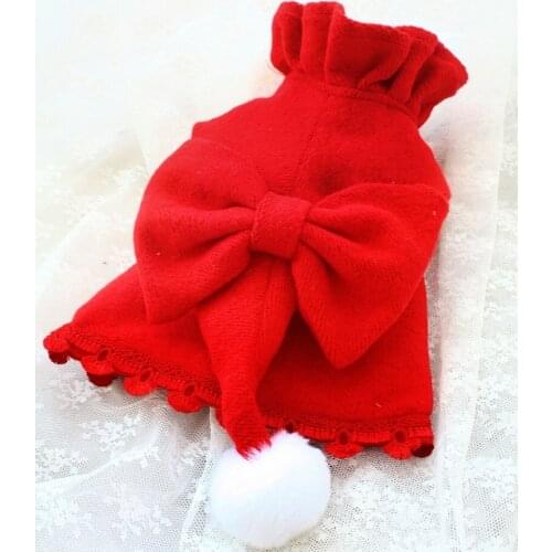 Handmade Luxury Winter Dog Clothes Cloak Pet Cape Apparel Classic Red Woolen Wind Coat Hoodie Festival New Year Party Fairy Tale
