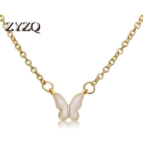 ZYZQ 2021 Fashion Simple Fritillary Butterfly Pendant Necklace For Women Girls Retro Temperament Clavicle Chain Jewelry