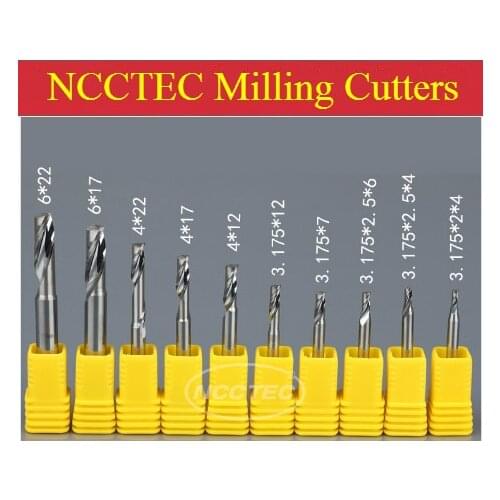 1 piece Single Flute Milling cutter for Aluminum Copper CNC Solid Carbide flat End mills Router bits aluminum composite panels