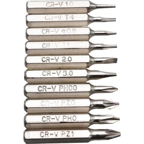 10pcs 28mm Magnetic CR-V Precision Screwdriver Bit Set PH00 PH0 Z1 Z0 3.0 2.0 1.0 T5 T4 0.8 Multifunctional Hex Torx Head