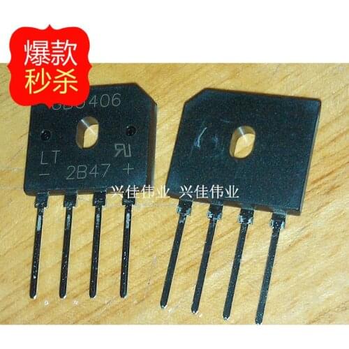 10PCS New GBU406 flat bridge rectifier bridge Bridge reactor 4A / 600V original spot