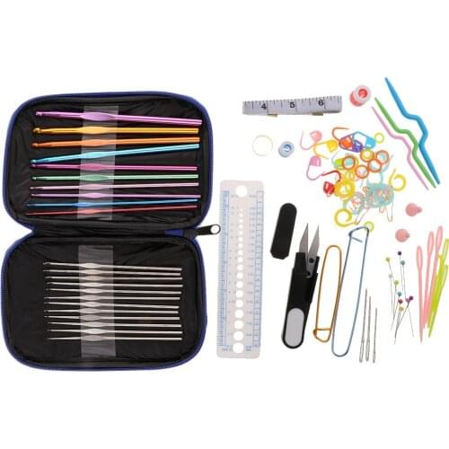 100pcs Kinttin Kit Crochet Hooks Plastic Needles Stitch Markers Counter Tape