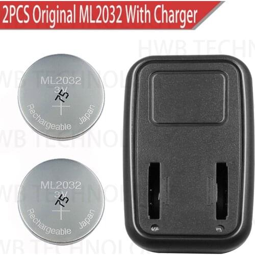 2PCS New Original ML2032 3V Rechargeable lithium battery + ML2032 charger Free shipping