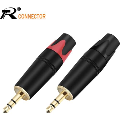 Aluminum Case 3.5mm Jack Stereo Audio/Earphone Plugs 24K Gold Plated Assembly Wire Connector 3.5 3poles Adapter Black/Red Tails