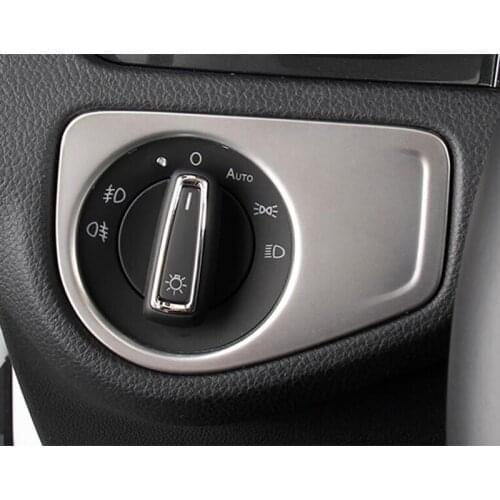 Stainless Steel Car Headlamps Adjustment Switch frame Fit For Golf 7 MK7 2014 2015 2016 2017 2018 2019 Accessories Car Stickers