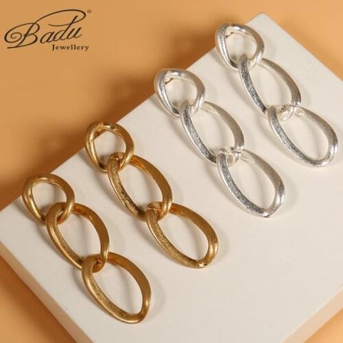 Badu Metal Circle Pendant Earrings Multilayer Circle Jewelry Hollow Matte Gold Surface Ladies Minimalist Retro Accessories