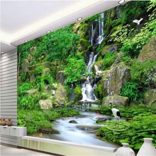 Beibehang Large Custom Wallpaper Green Mountain Green Water 3D Green TV Backdrop Living Room Bedroom Decoration