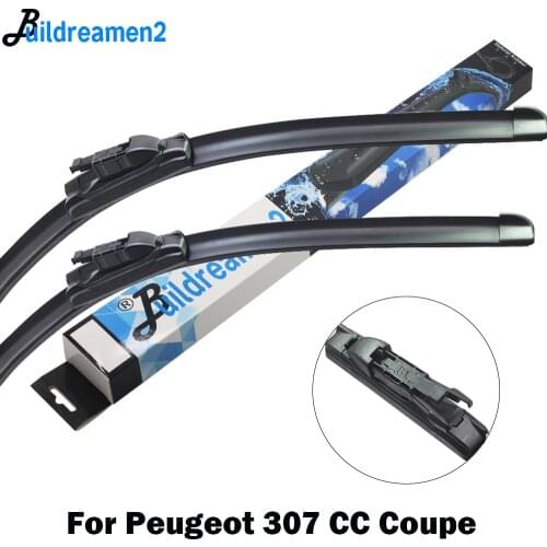 Buildreamen2 2 Pieces Car Wiper Blade Front Windscreen Rubber Wiper For Peugeot 307 CC Coupe 2003-2009 Fit Pinch Tab Arms