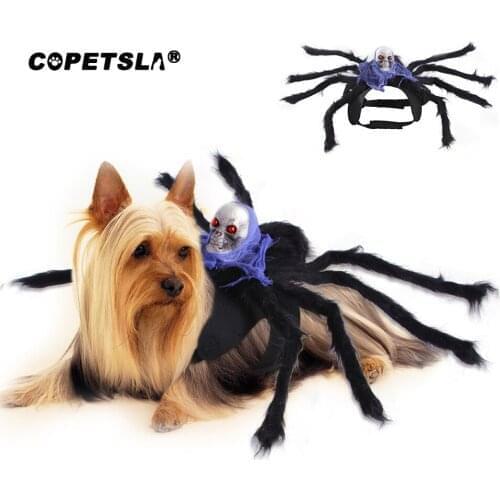 Copetsla Halloween Pet Spider Clothes Dog Cat Costumes Horror Simulation Plush Spiders Pet Dress Up Party Performance Clothing