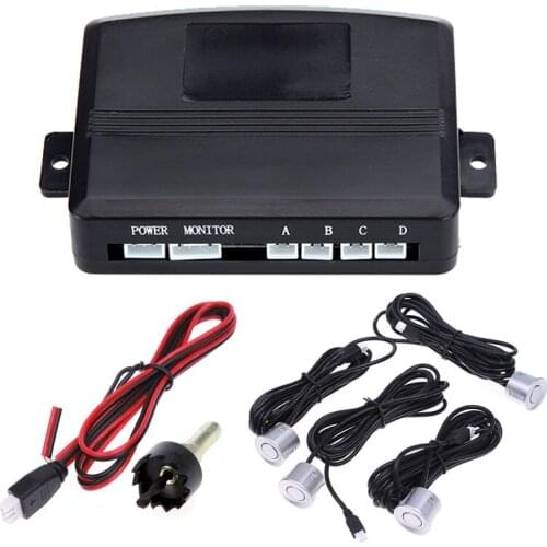 KKmoon Car Parking Sensor 4 car detector Sensors Auto Reverse Backup Radar Detector System Kit Sound Alert Alarm Indicator Probe