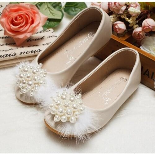 2018 Autumn Summer Baby Shoes Girl Princess Beading Flower Soft Soled Flats Anti-Slip Kids Pink White Black Flats Party Shoes