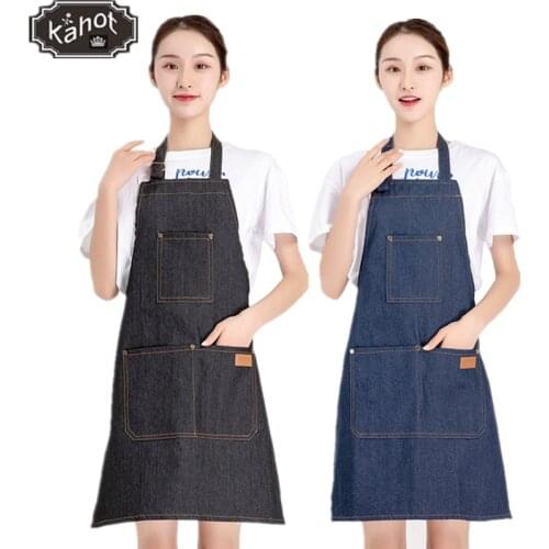 Salon Profession Hairdresser Denim Work Apron Barber Assistant Coffee Restaurant Nail Shop Work Clothes Kitchen Cooking Apron