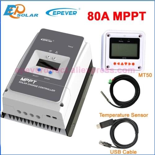 EPsolar 80Amp MPPT solar charger controller for max 48v 4000w solar panel input 12v 24v 36v 48v auto work with LCD Tracer8415AN