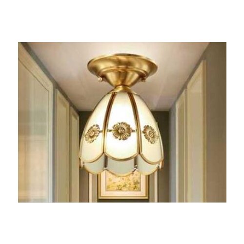 French carved copper lamp American ceiling lamp led bedroom lamp European simple cloakroom lace corridor LU626 ZL148 YM