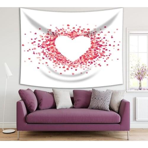 Tapestry Heart Shaped Frame Confetti Splash Romance Love Theme Decorating Art Pink Red Purple