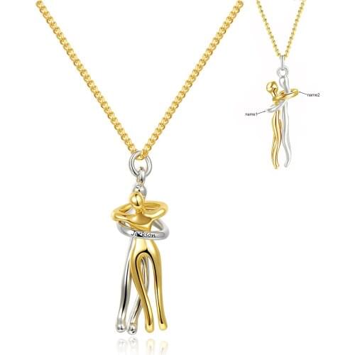 Personalized Custom Name Couple Snuggle Hug Pendant Necklace Collarbone Chain Exquisite Love Witness Hugging Choker Jewelry Gift