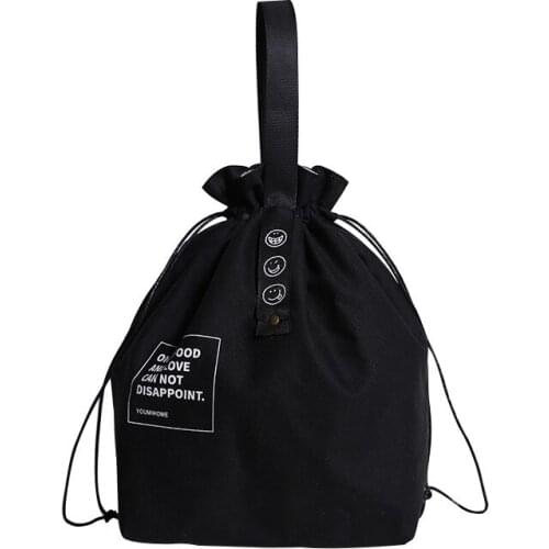 Insulation Meal Bag Simple Restraint Mouth Japanese Industrial Style Canvas Picnic Eco-Friendly Folding Lunch Home Storage Bag