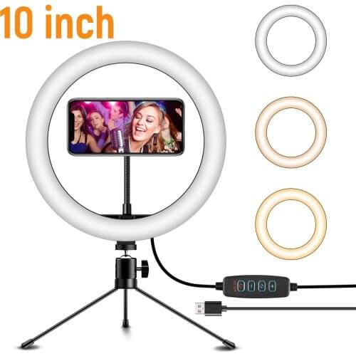 10" LED Photography Ring Light Selfie Ring Lighting With Tripod And Phone Stand For Live Video Youtube Makeup Fill Lamp UM