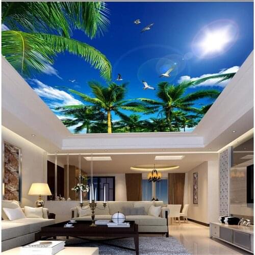 Beautiful scenery wallpapers blue sky and white cloud ceiling mural 3d ceiling murals wallpaper