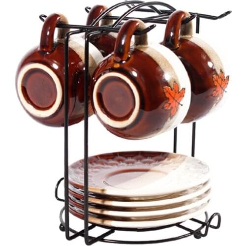 Mug Coffee Cup Rack Stand Iron Dish Rack Kitchen Storage Holders Shelf Silver Black