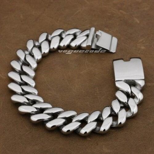 LINSION 316L Stainless Steel Mens Bracelet Biker Rocker Punk Link Chain 5D007 Free Shipping