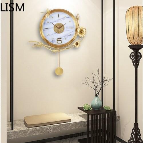 Wall Clock Luxury Clocks Wall Home Decor Living Room Home Decor Modern Creative Fashion Art Pure Copper Wall Clock Horloge