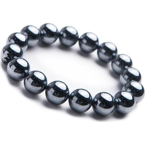 Natural Terahertz Wave Gems Crystal Round Bead Stretch Bracelets For Women Female Men 14mm
