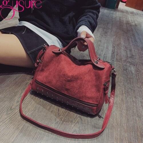 Gusure New Women Luxury Crossbody Bag PU Leather Boston Handbag Lady Large Capacity Single Shoulder Bag Retro Shipper Tote Purse