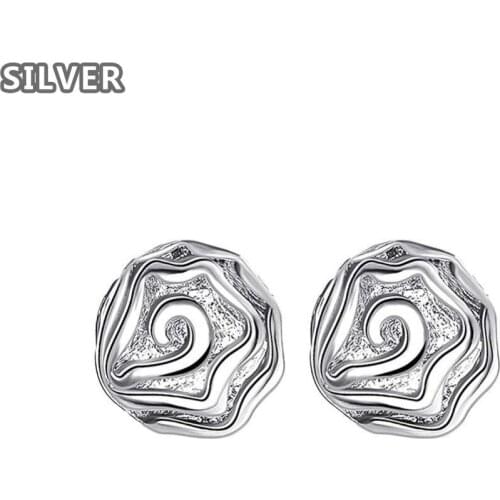 New silver plated Rose Earrings Fashion Jewelry foreign trade earrings wholesale
